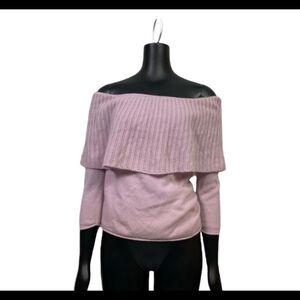 Arden B Luxe Pink Off The Shoulder Knit 100% Cashmere Sweater L